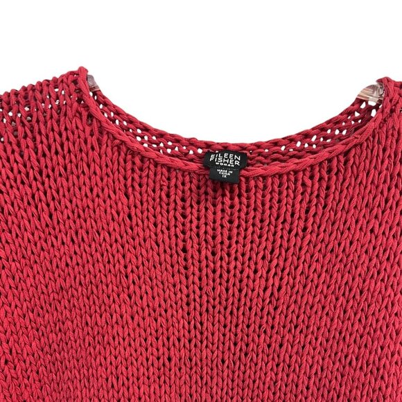Eileen Fisher Red 100% Cotton Open Weave Tunic Sweater Size 1X - Picture 2 of 6